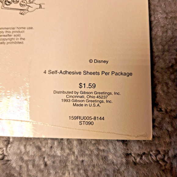 VINTAGE DISNEY STAR STICKERS SNOW WHITE 7 DWARVES NIP NOS 4 SHEETS 1993 GIBSON - Picture 3 of 3
